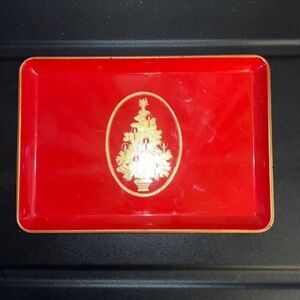 Vintage OTAGIRI Mini Red Lacquer Christmas Tree Serving Tray Gibson Cards Japan
